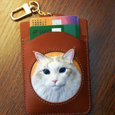 Custom Hand-Carved Leather Card Holder – Personalized Pet Portrait