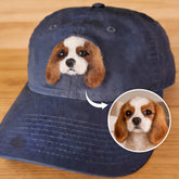 Personalized Pet Portrait Baseball Cap | Handmade Wool Felt Embroidered Hat