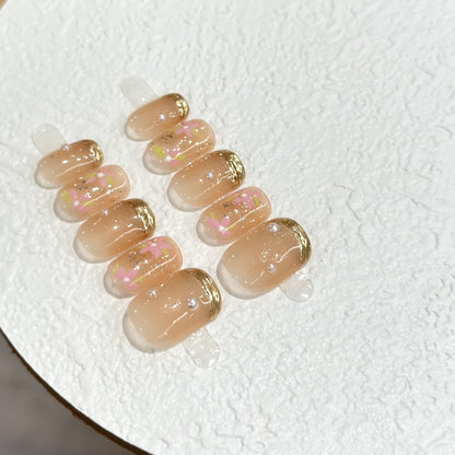 [Nude Floral] Hand-painted floral pattern with an icy transparent texture