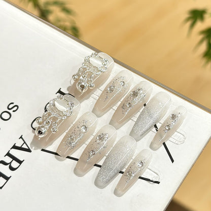 【Water Drop Beauty】Handmade wearable nail stickers with an icy transparent texture