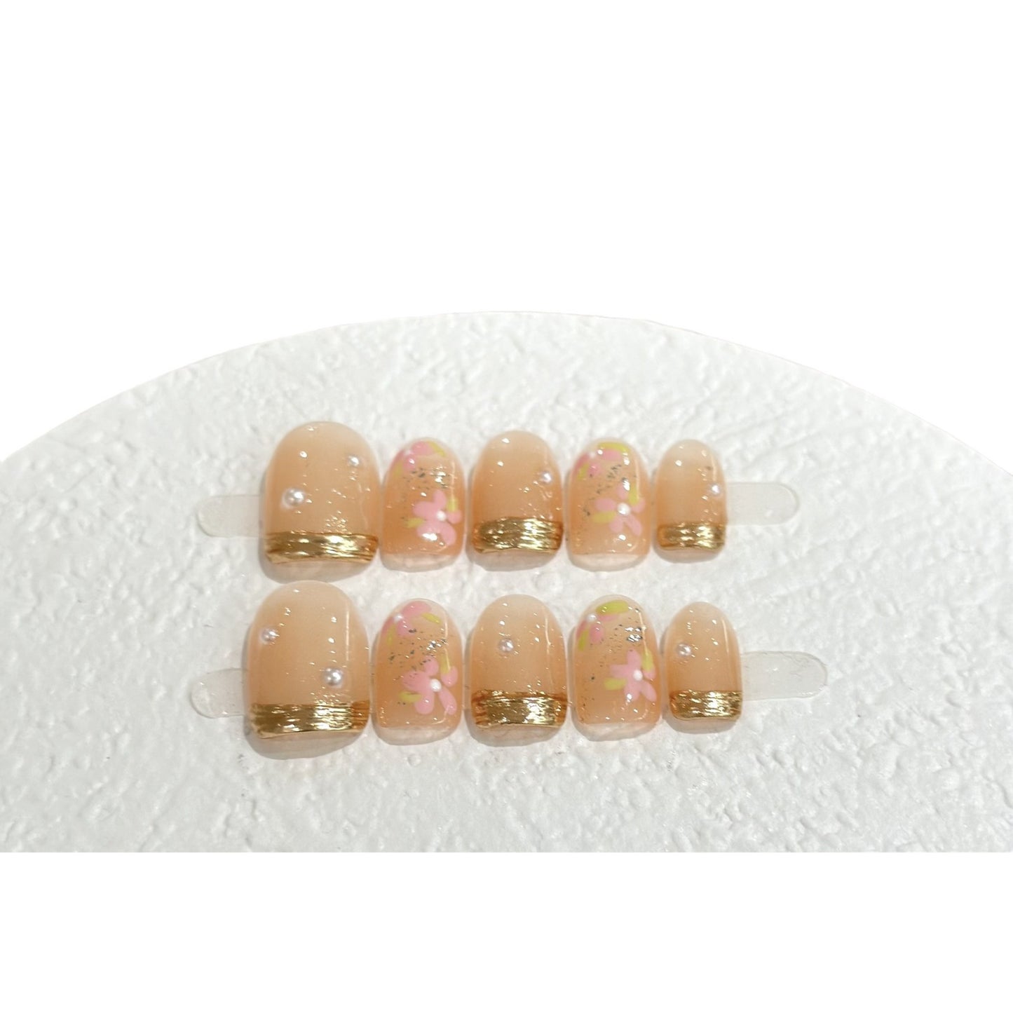 [Nude Floral] Hand-painted floral pattern with an icy transparent texture