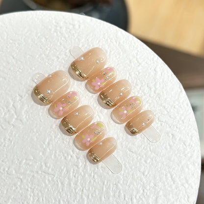 [Nude Floral] Hand-painted floral pattern with an icy transparent texture