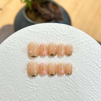 [Nude Floral] Hand-painted floral pattern with an icy transparent texture